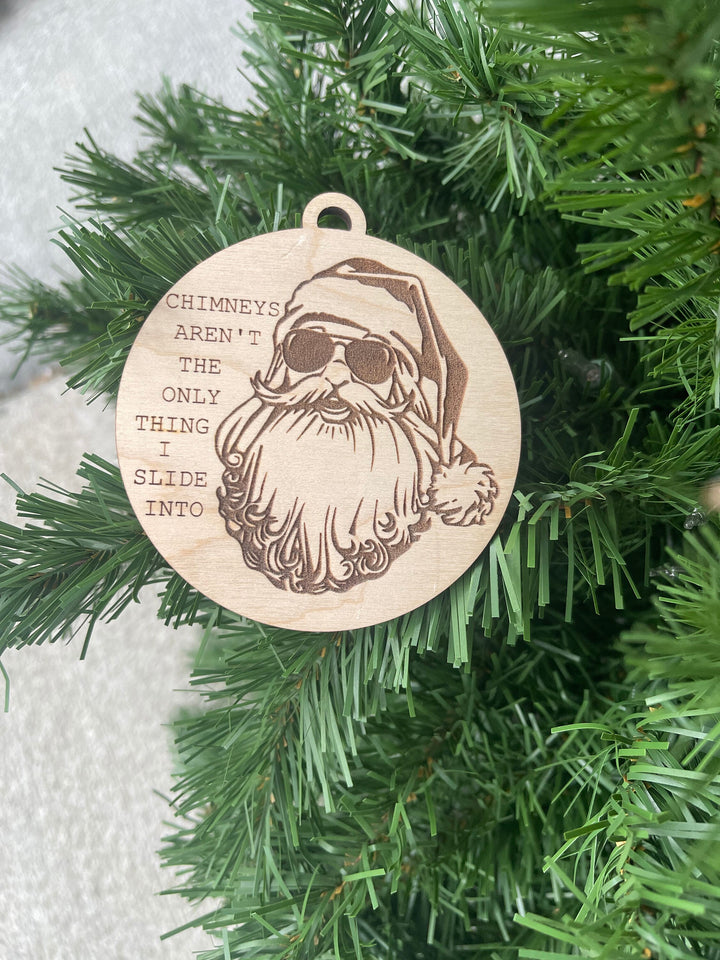 Dirty Santa funny adult Christmas ornament by BubbleHead Ink