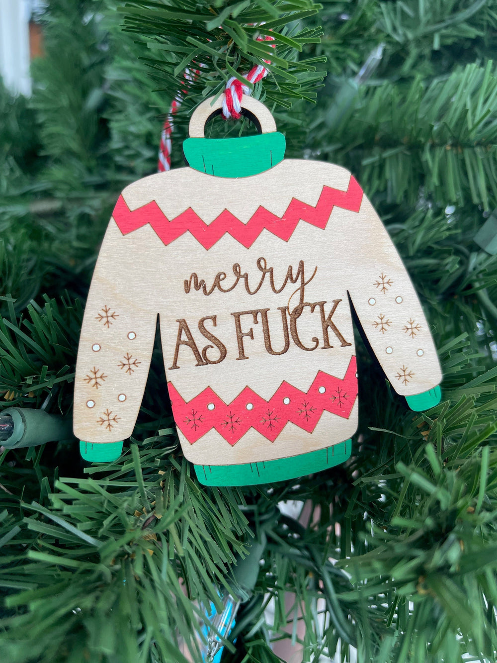 DIY ugly Christmas sweater ornament party favor by BubbleHead Ink