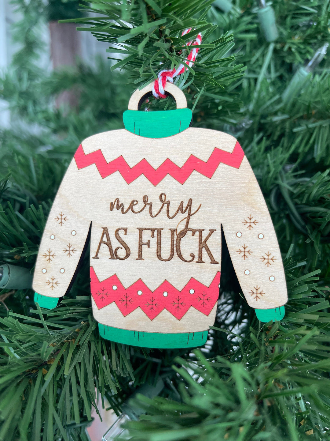 DIY ugly Christmas sweater ornament party favor by BubbleHead Ink