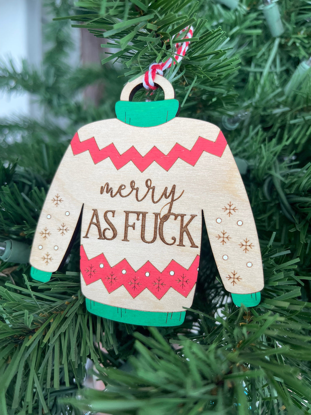 DIY ugly Christmas sweater ornament party favor by BubbleHead Ink
