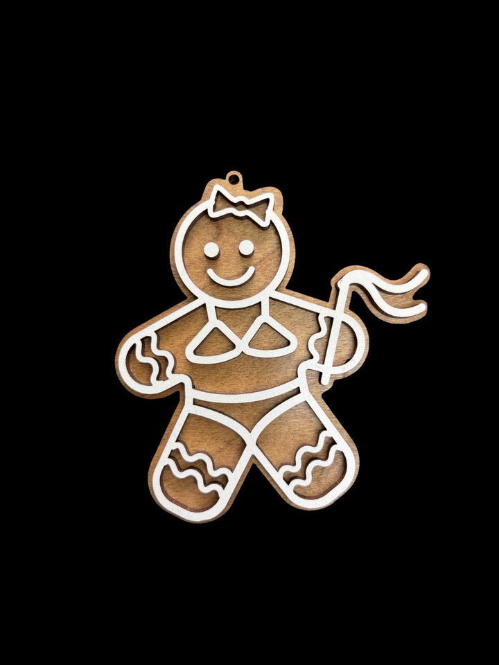 Dominatrix gingerbread naughty Christmas ornament by BubbleHead Ink