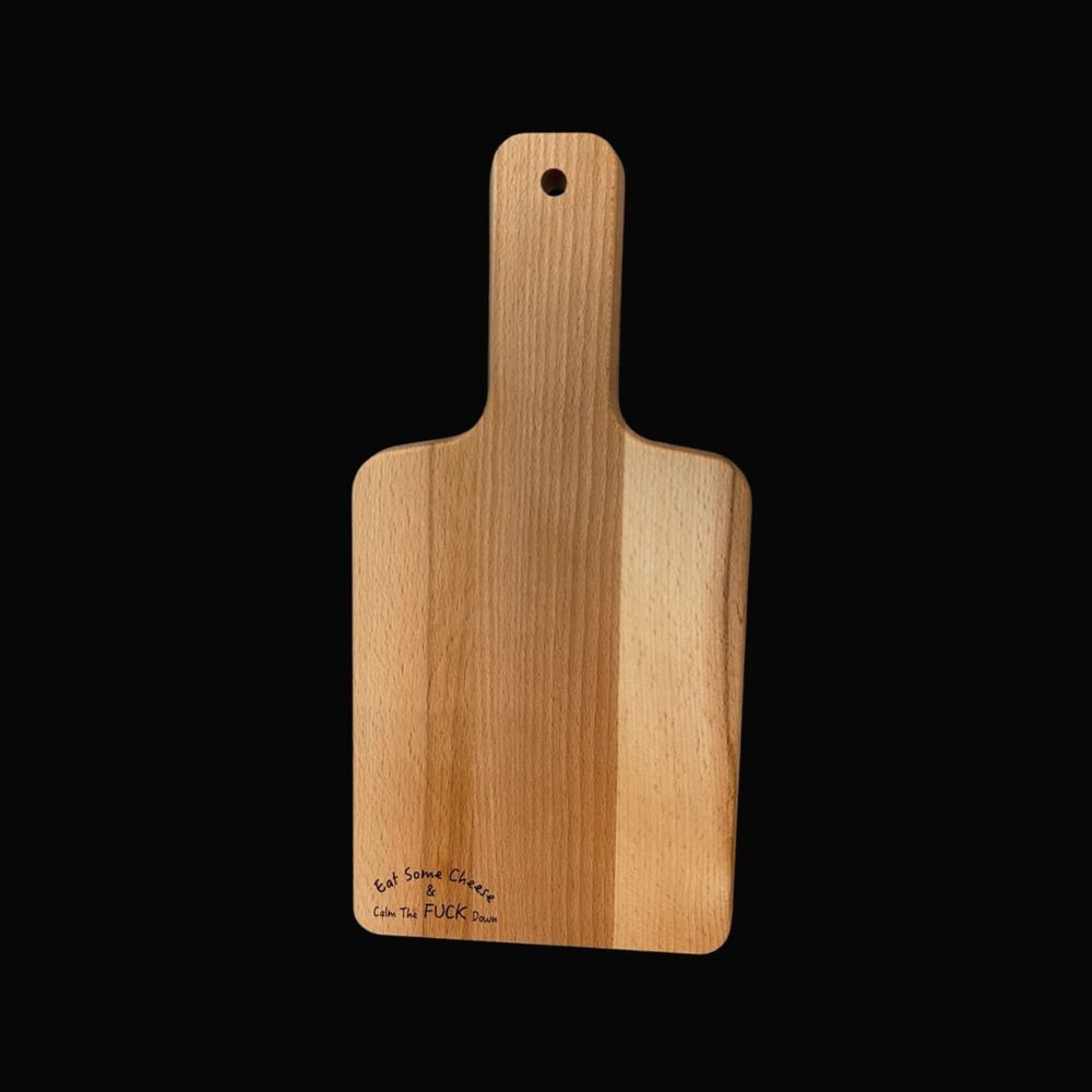 Eat Some Cheese funny custom charcuterie board by BubbleHead Ink