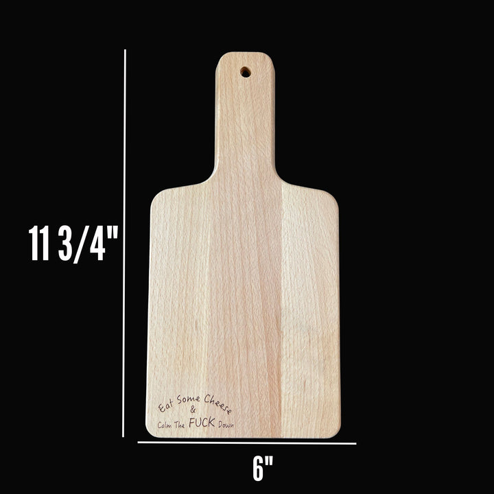 Eat Some Cheese funny custom charcuterie board by BubbleHead Ink