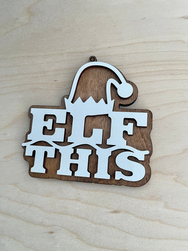 Elf This funny white elephant Christmas ornament by BubbleHead Ink