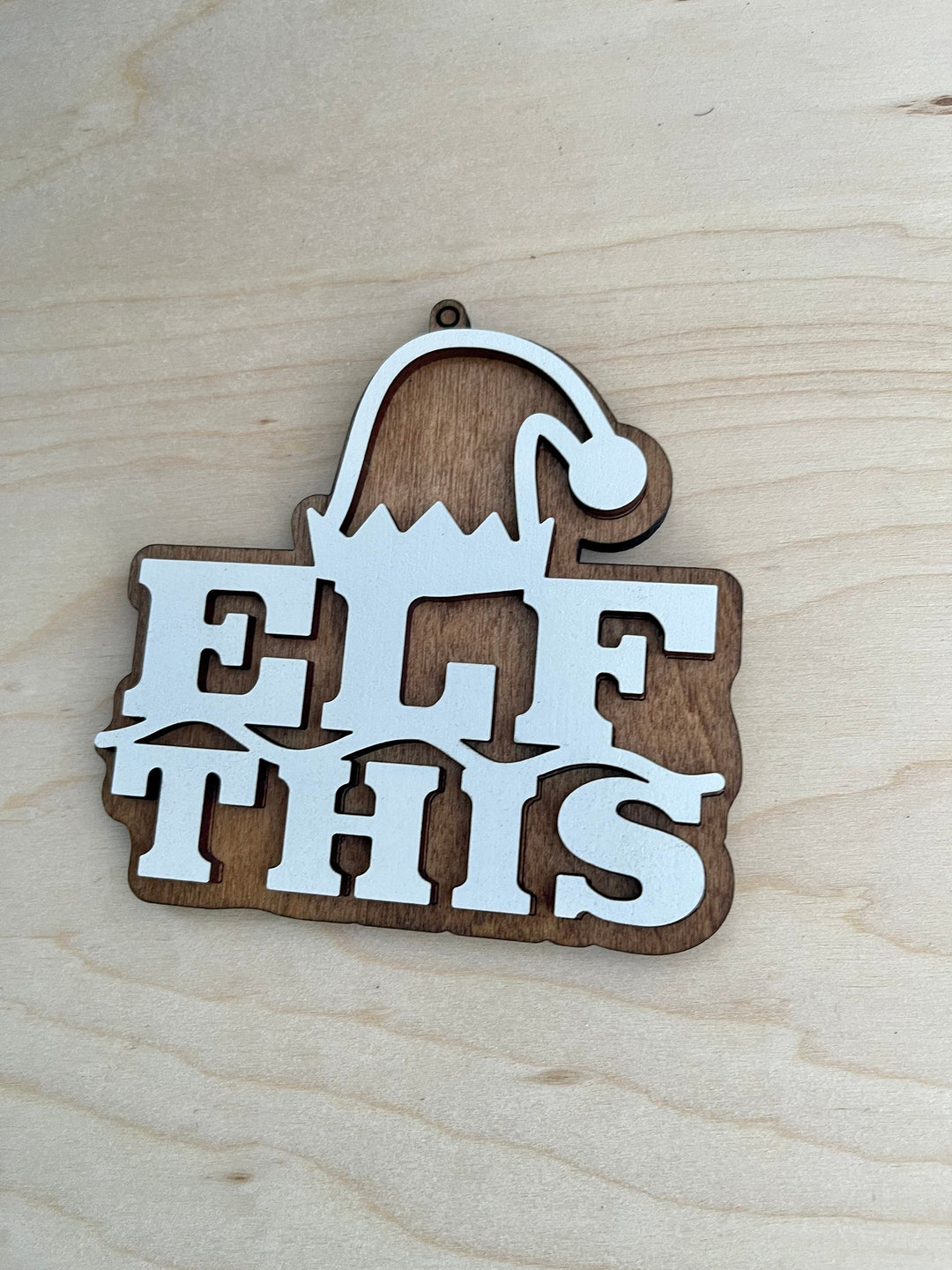Elf This funny white elephant Christmas ornament by BubbleHead Ink