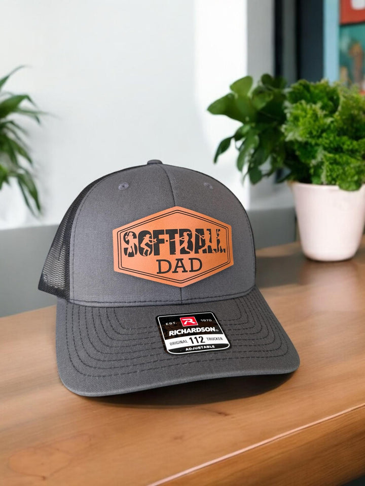 Engraved softball dad trucker hat, gift from daughter, by BubbleHead Ink