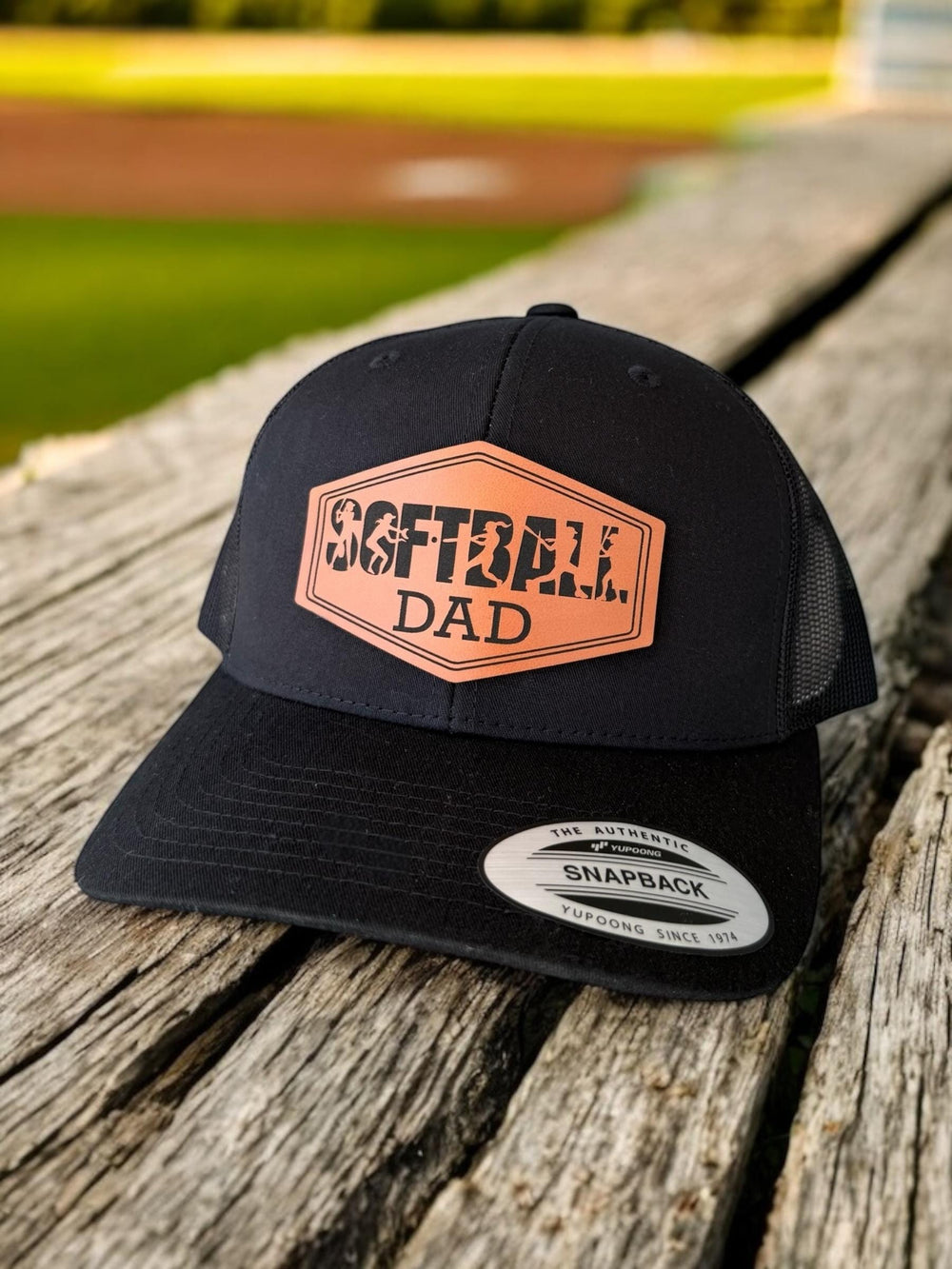 Engraved softball dad trucker hat, gift from daughter, by BubbleHead Ink
