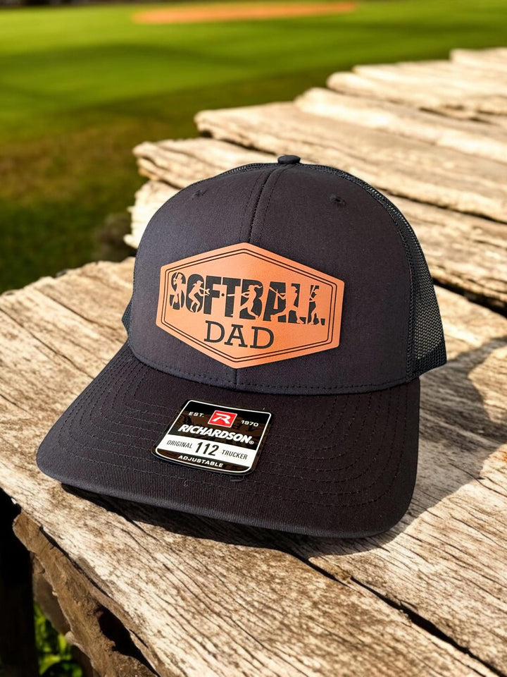 Engraved softball dad trucker hat, gift from daughter, by BubbleHead Ink