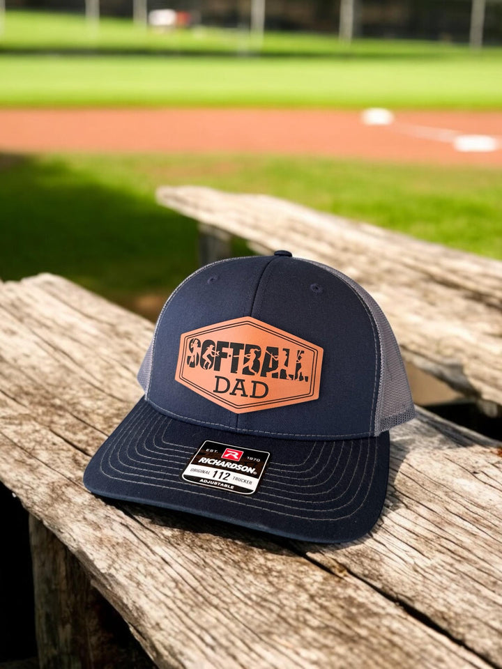 Engraved softball dad trucker hat, gift from daughter, by BubbleHead Ink