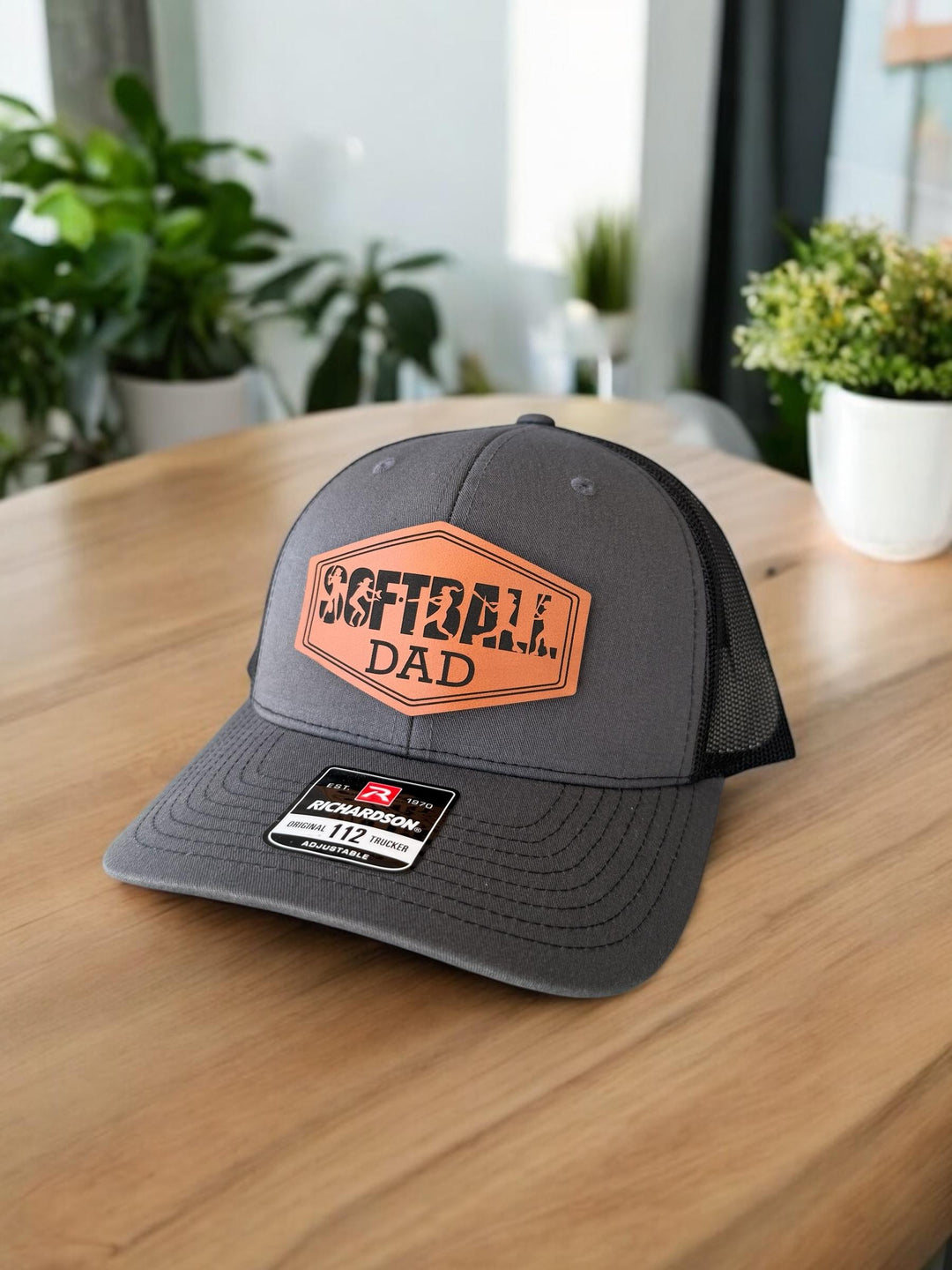Engraved softball dad trucker hat, gift from daughter, by BubbleHead Ink