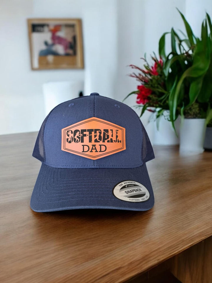 Engraved softball dad trucker hat, gift from daughter, by BubbleHead Ink