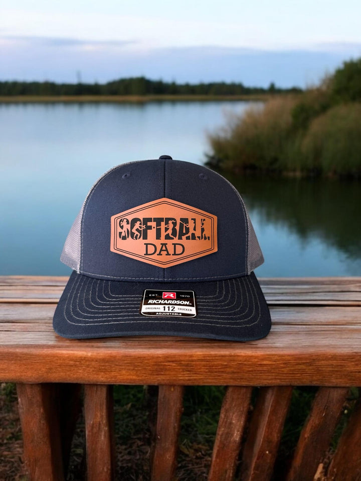 Engraved softball dad trucker hat, gift from daughter, by BubbleHead Ink