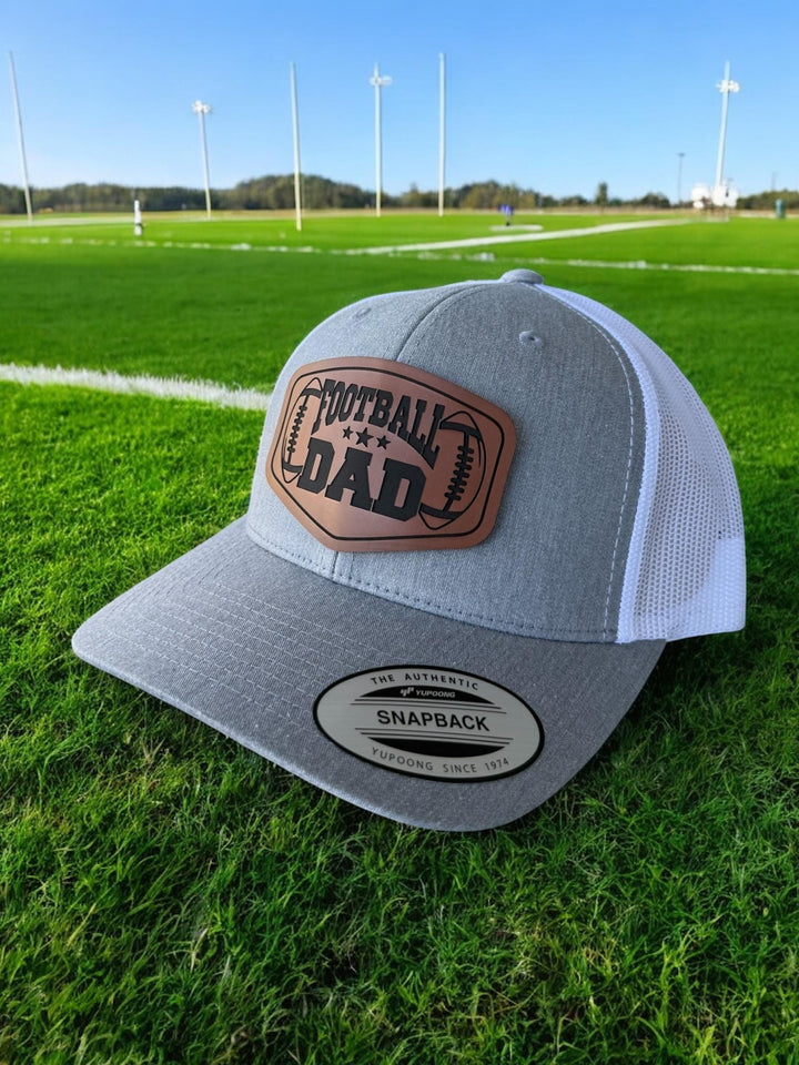Football dad Richardson 112 trucker hat with leather patch by BubbleHead Ink