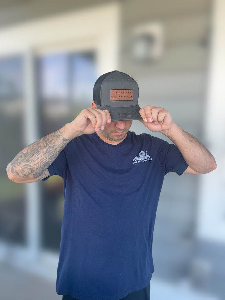 Fuck Cancer Morse code cancer awareness trucker hat by BubbleHead Ink