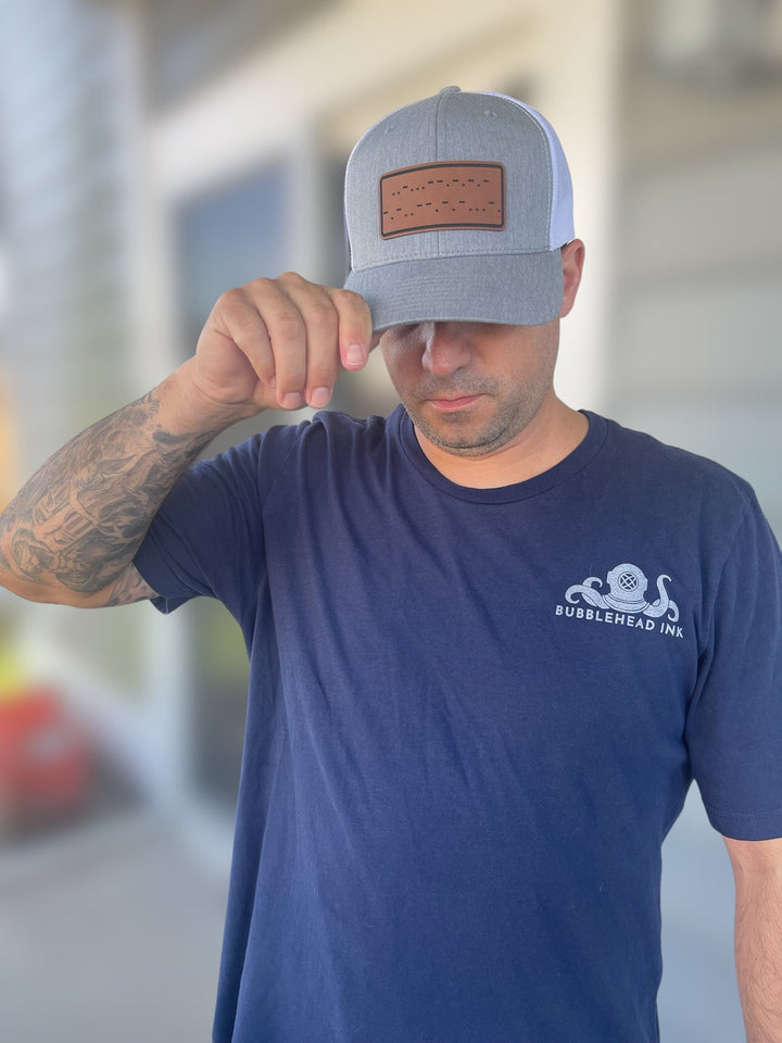 Fuck Cancer Morse code cancer awareness trucker hat by BubbleHead Ink