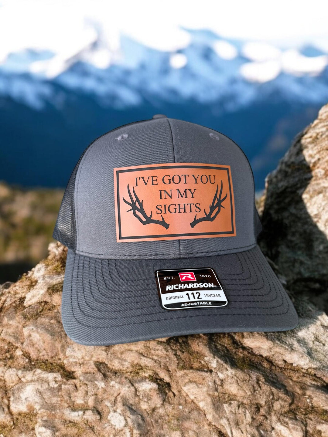 Funny deer antler hunting Richardson 112 trucker hat by BubbleHead Ink
