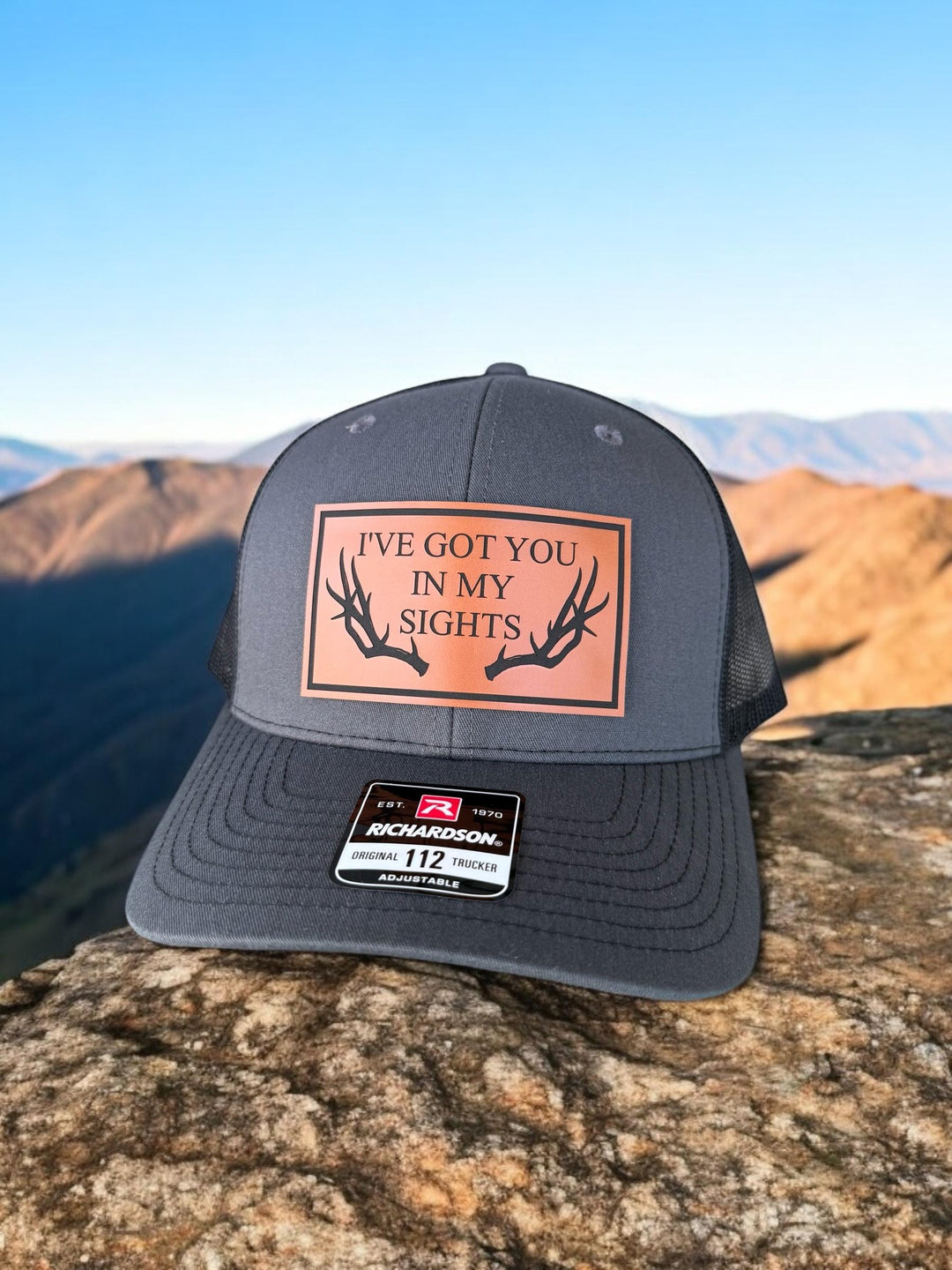 Funny deer antler hunting Richardson 112 trucker hat by BubbleHead Ink