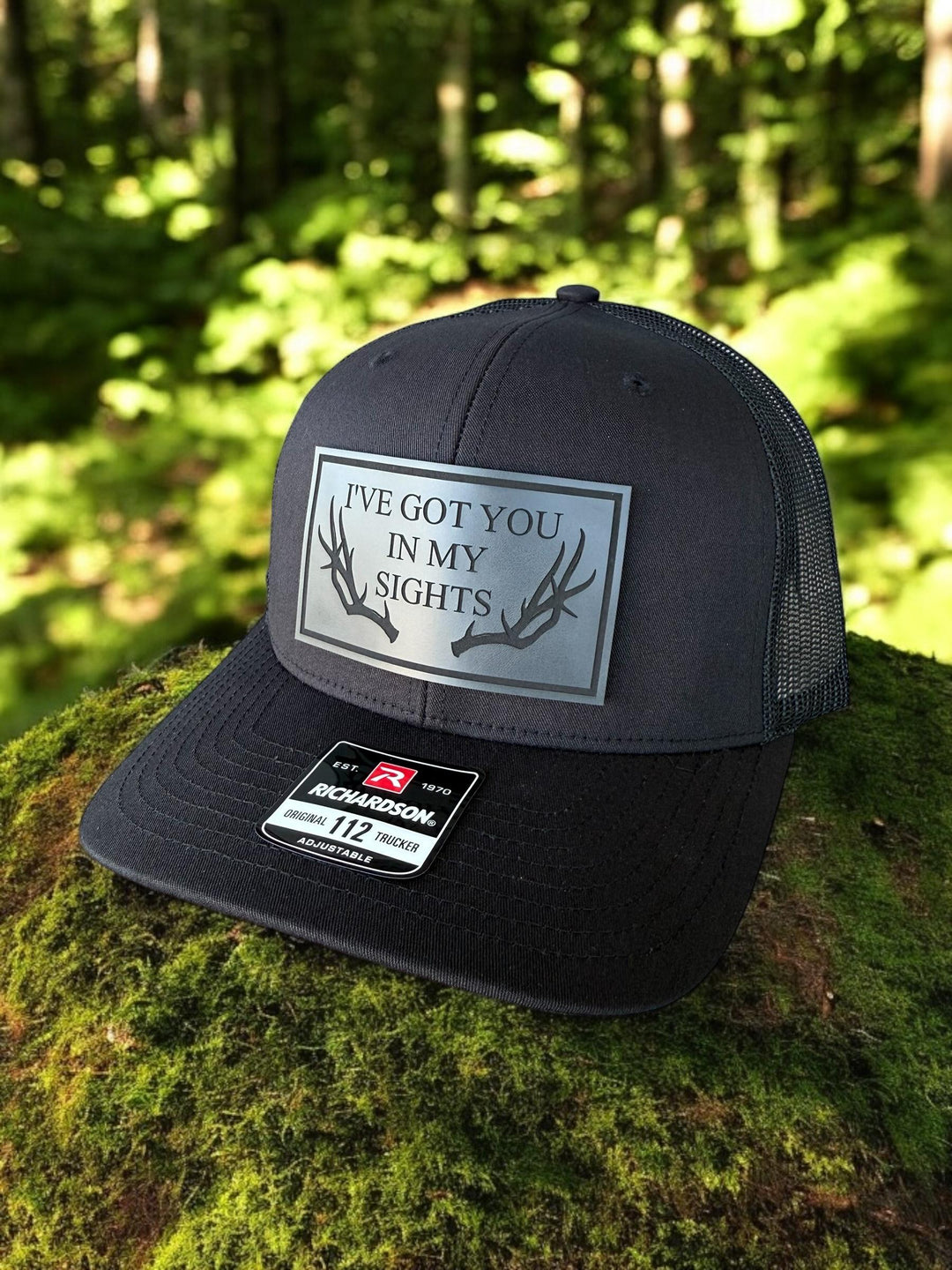 Funny deer antler hunting Richardson 112 trucker hat by BubbleHead Ink