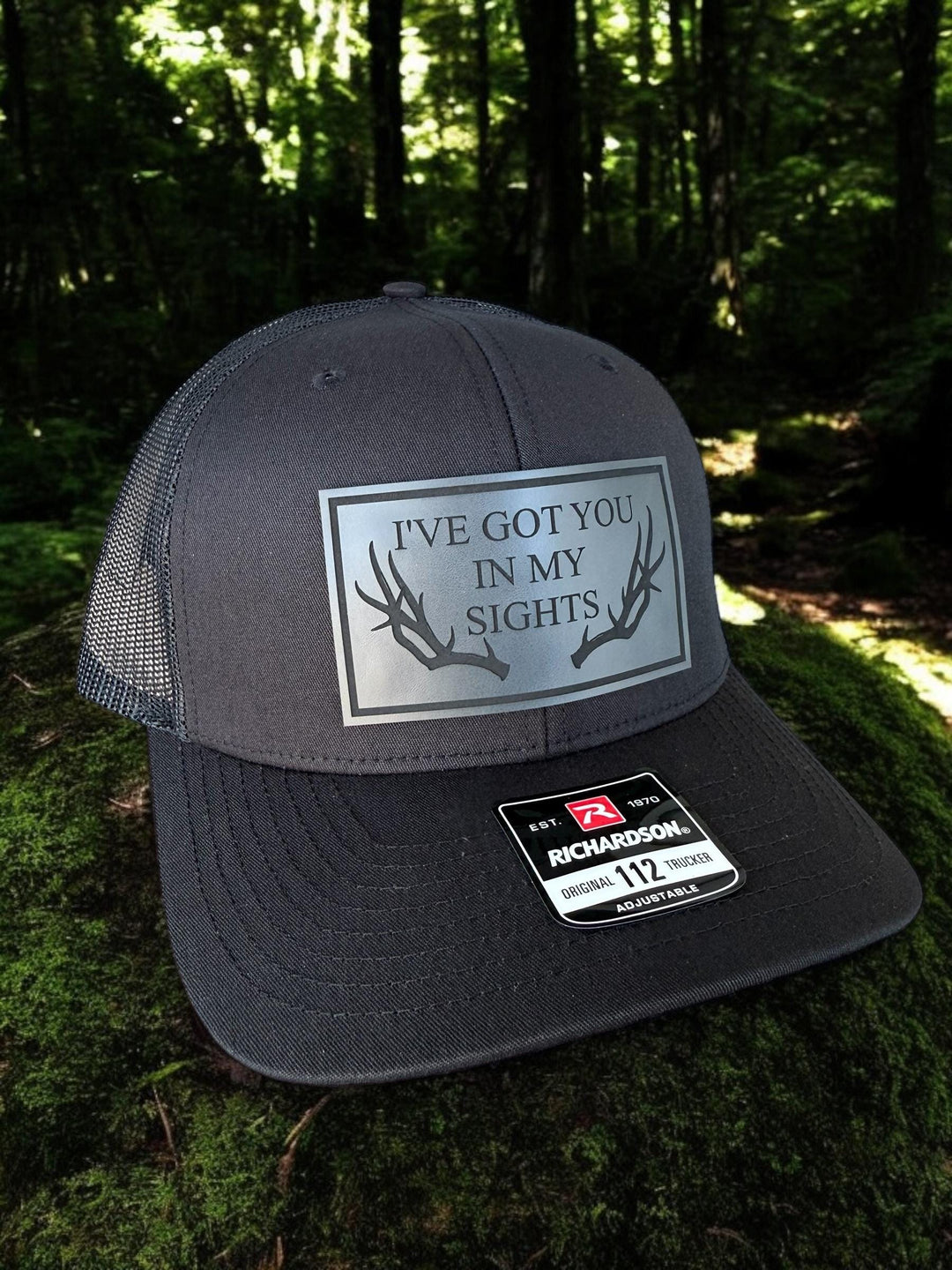 Funny deer antler hunting Richardson 112 trucker hat by BubbleHead Ink