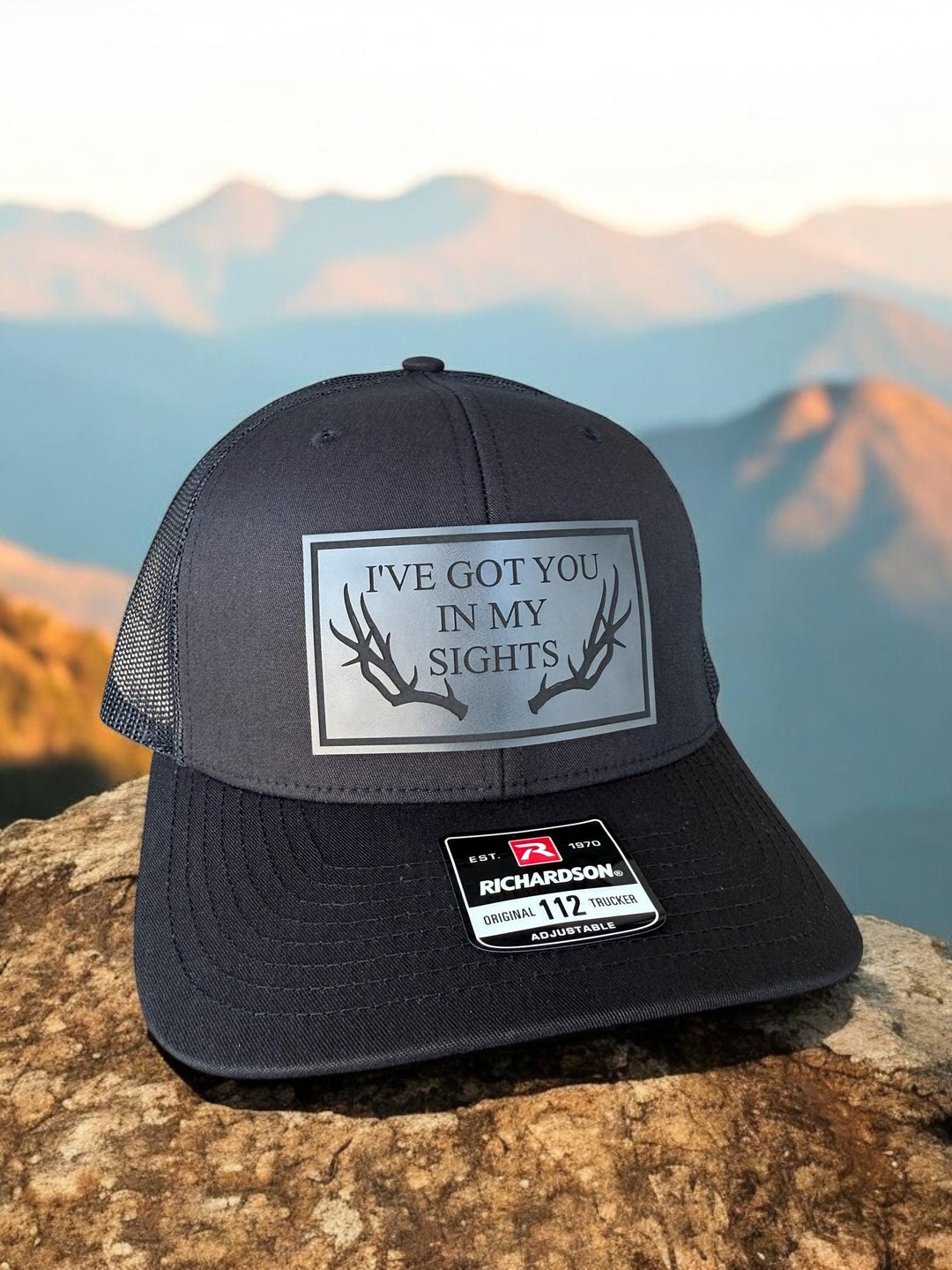 Funny deer antler hunting Richardson 112 trucker hat by BubbleHead Ink
