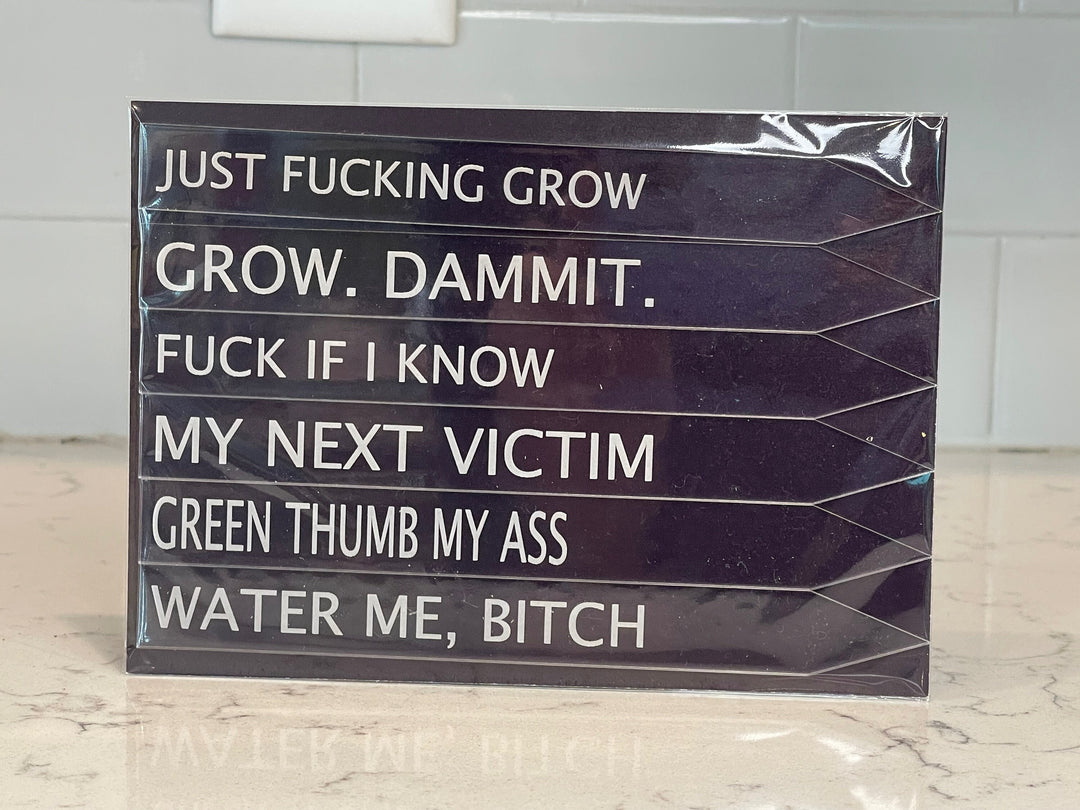 Funny plant stakes gift set for mom by BubbleHead Ink