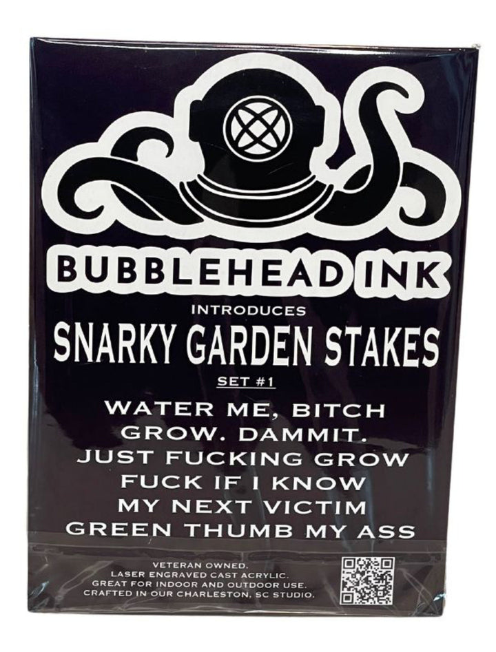 Funny plant stakes gift set for mom by BubbleHead Ink