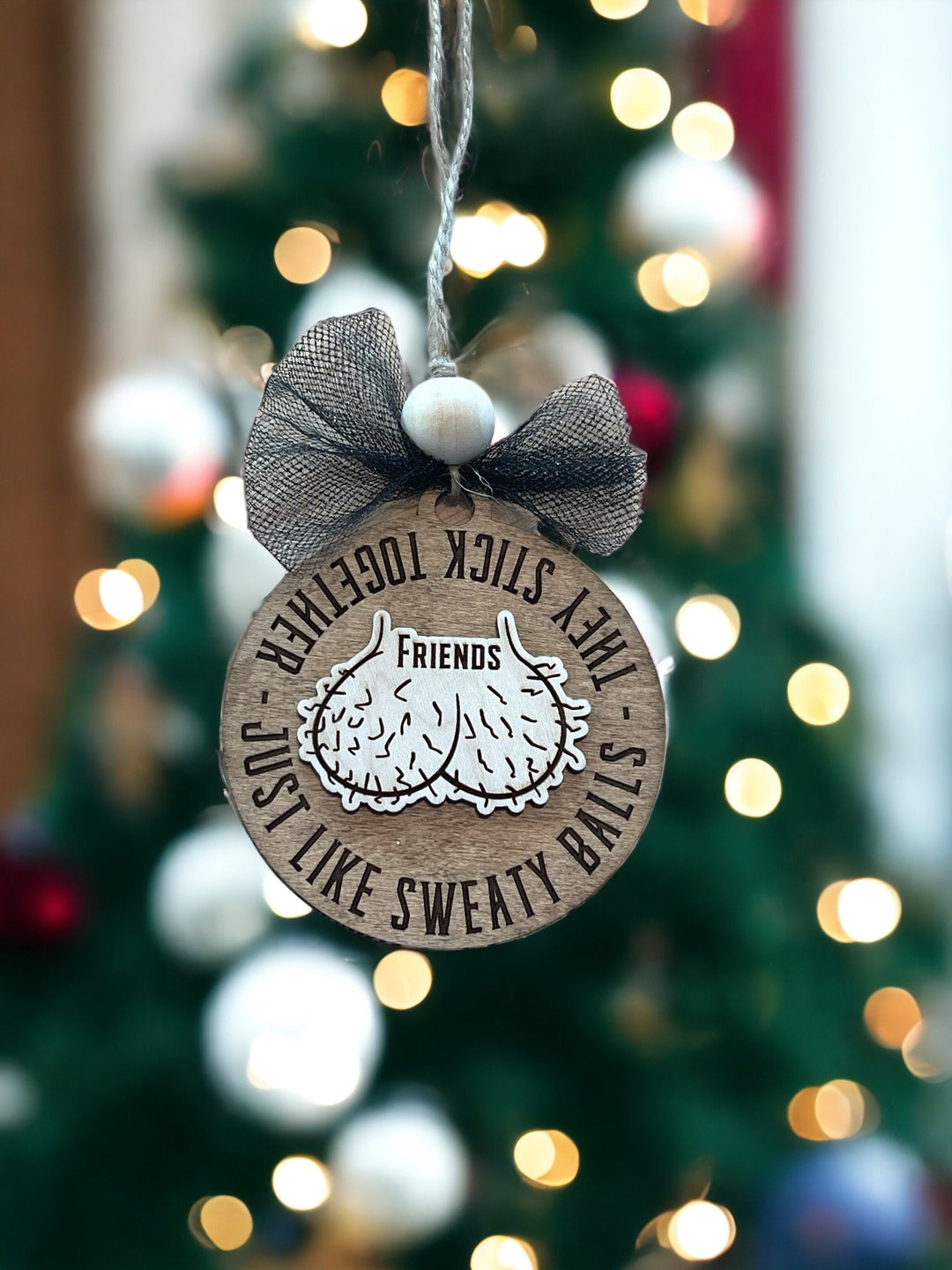 Funny men's Christmas ornament for brothers, friends or cousins by BubbleHead Ink