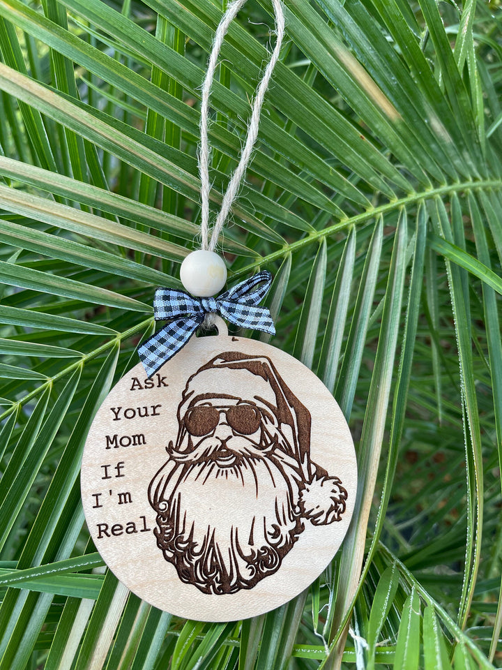 Funny white elephant gift exchange Christmas ornament by BubbleHead Ink