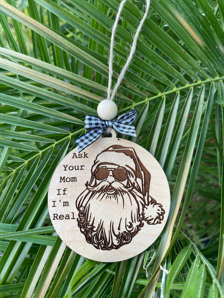 Funny white elephant gift exchange Christmas ornament by BubbleHead Ink