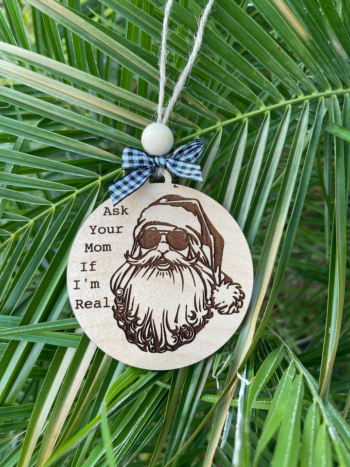 Funny white elephant gift exchange Christmas ornament by BubbleHead Ink