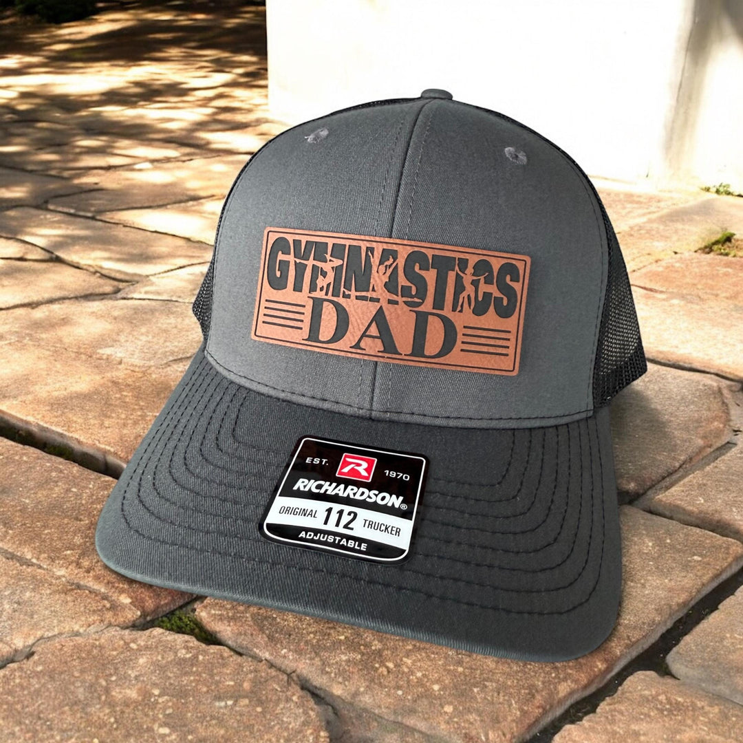 Gymnastics dad Richardson 112 trucker hat with patch by BubbleHead Ink
