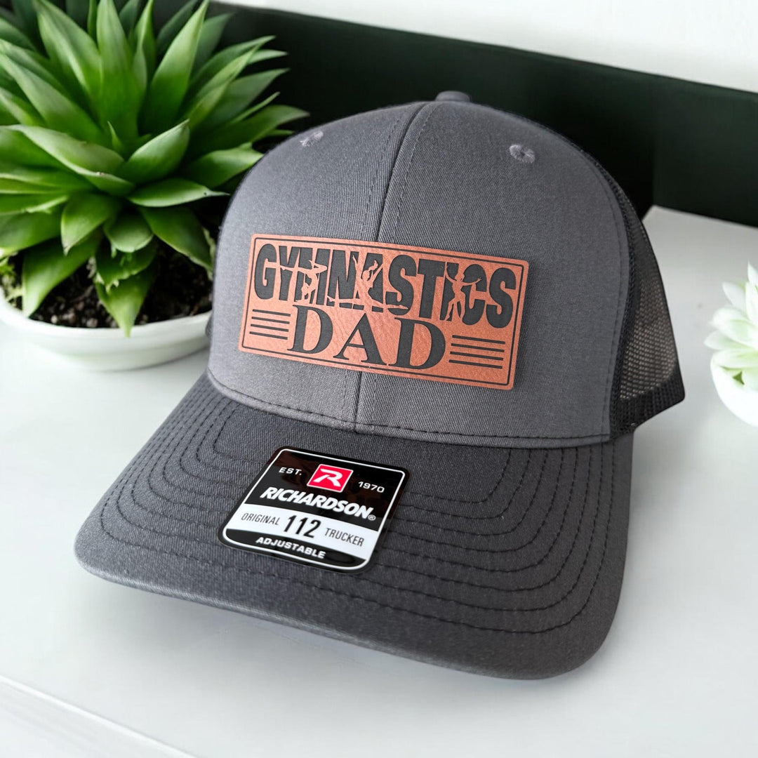 Gymnastics dad Richardson 112 trucker hat with patch by BubbleHead Ink