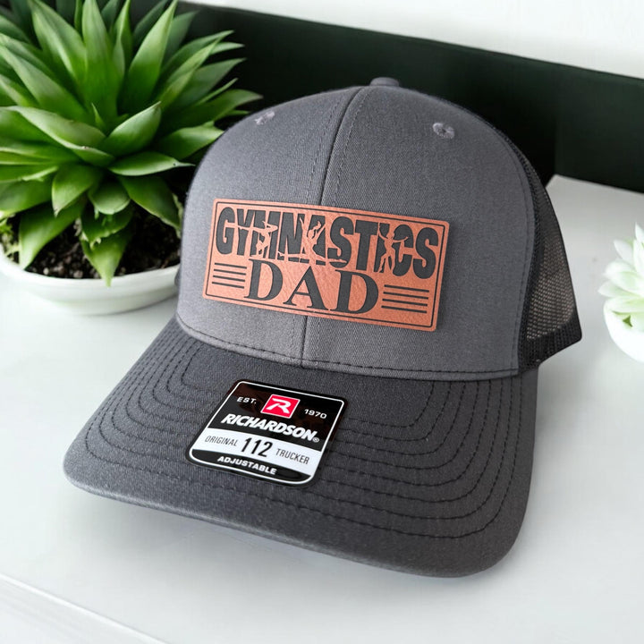 Gymnastics dad Richardson 112 trucker hat with patch by BubbleHead Ink