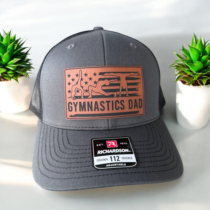 Gymnastics dad Richardson 112 trucker hat with patch by BubbleHead Ink