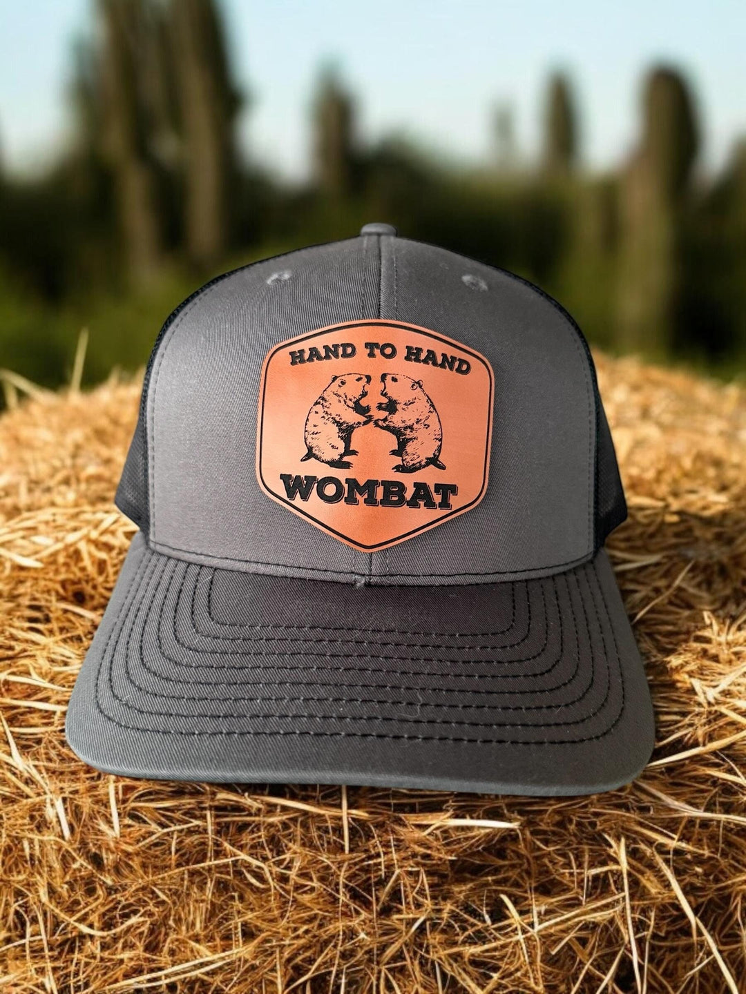 Hand to Hand Wombat funny Richardson 112 trucker hat by BubbleHead Ink
