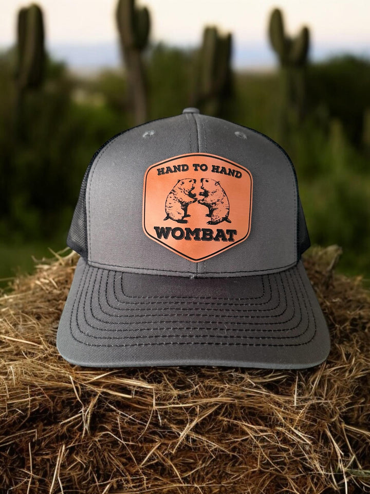 Hand to Hand Wombat funny Richardson 112 trucker hat by BubbleHead Ink