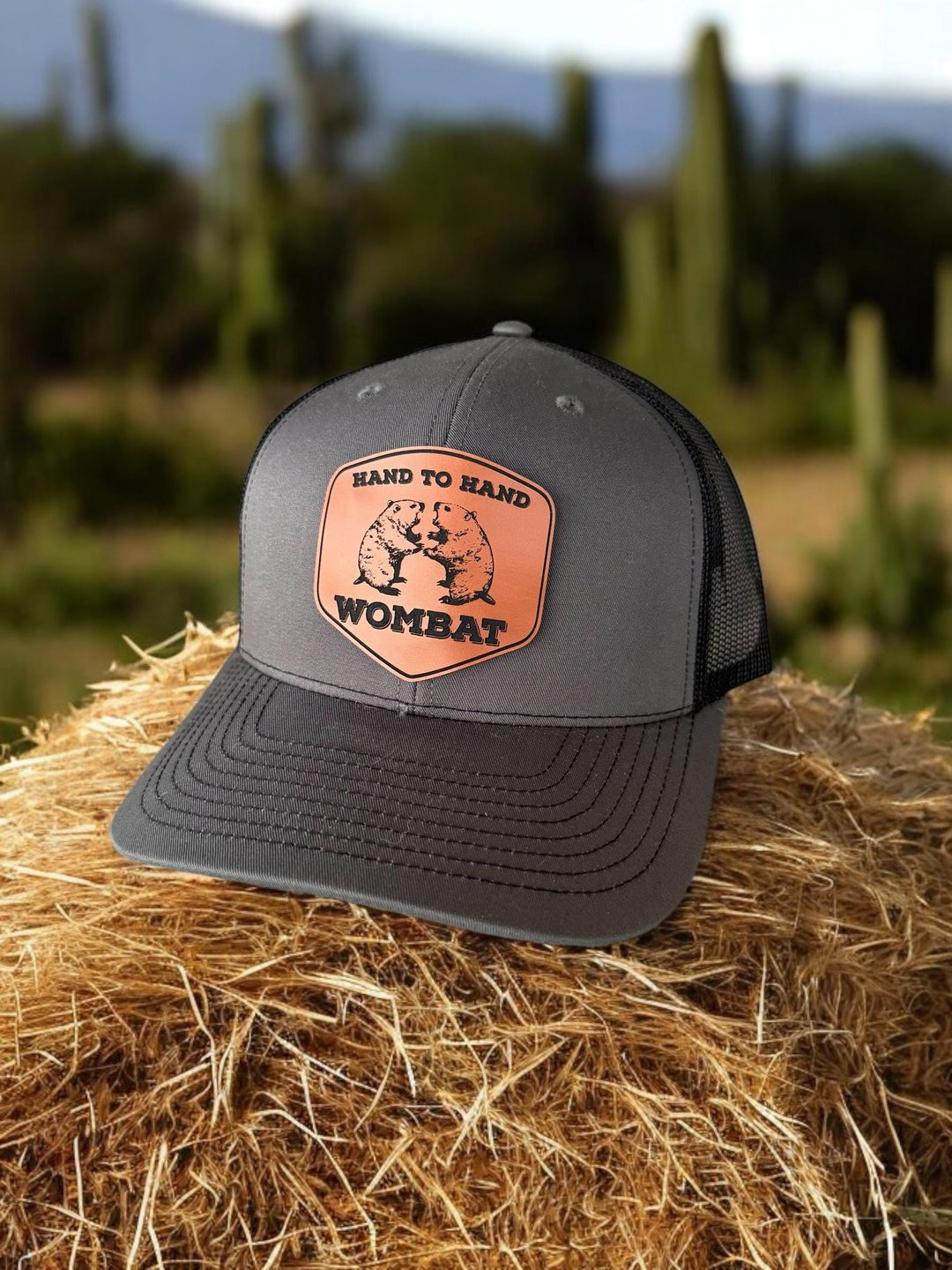 Hand to Hand Wombat funny Richardson 112 trucker hat by BubbleHead Ink