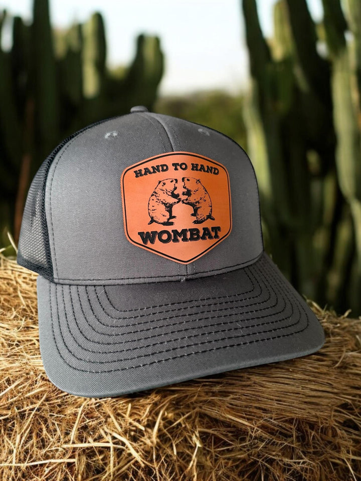 Hand to Hand Wombat funny Richardson 112 trucker hat by BubbleHead Ink