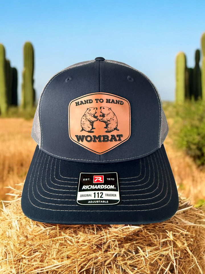 Hand to Hand Wombat funny Richardson 112 trucker hat by BubbleHead Ink