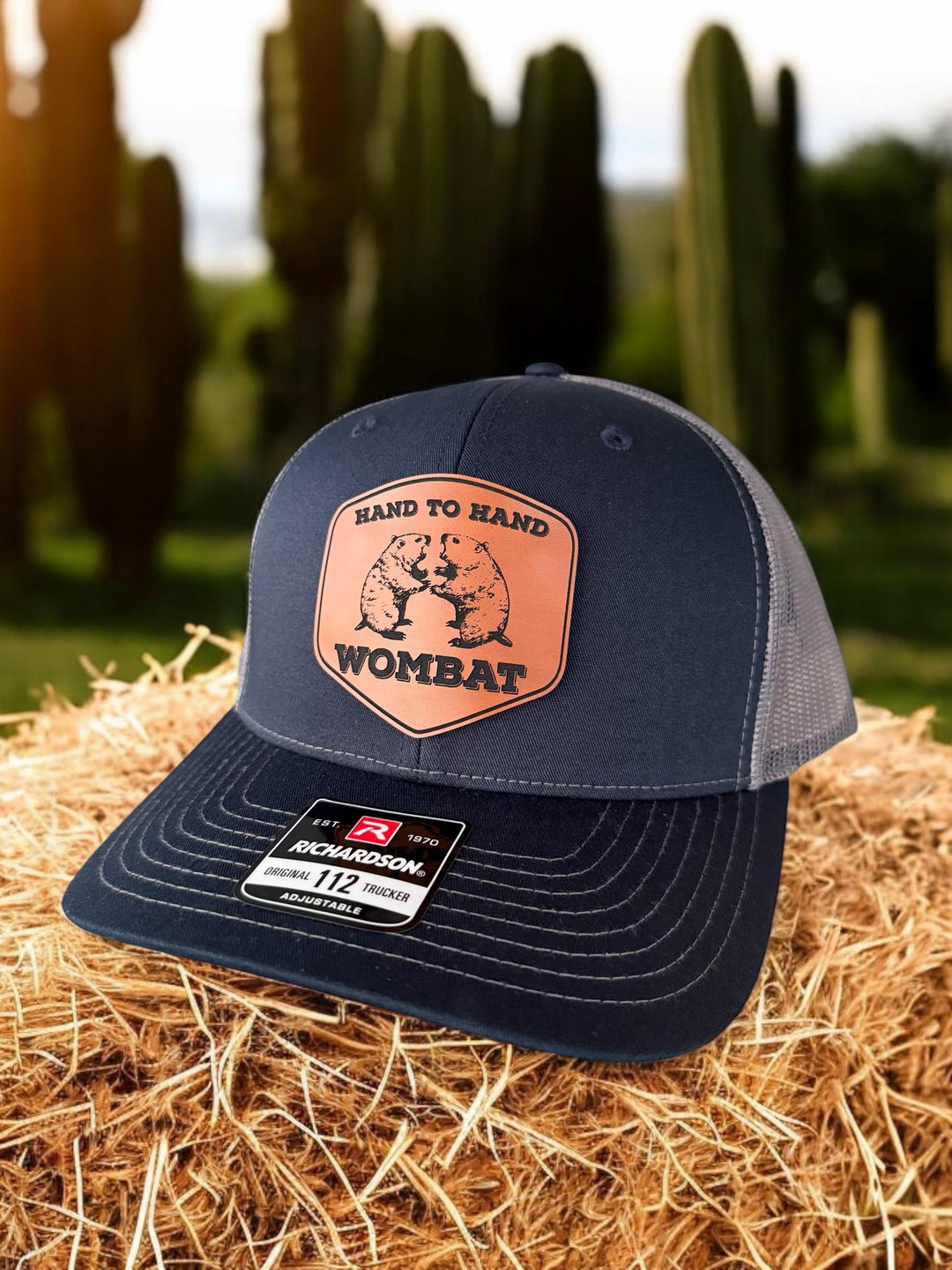 Hand to Hand Wombat funny Richardson 112 trucker hat by BubbleHead Ink