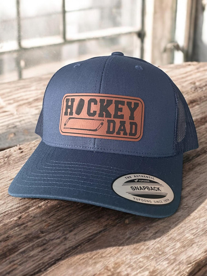 Hockey dad trucker hat by BubbleHead Ink