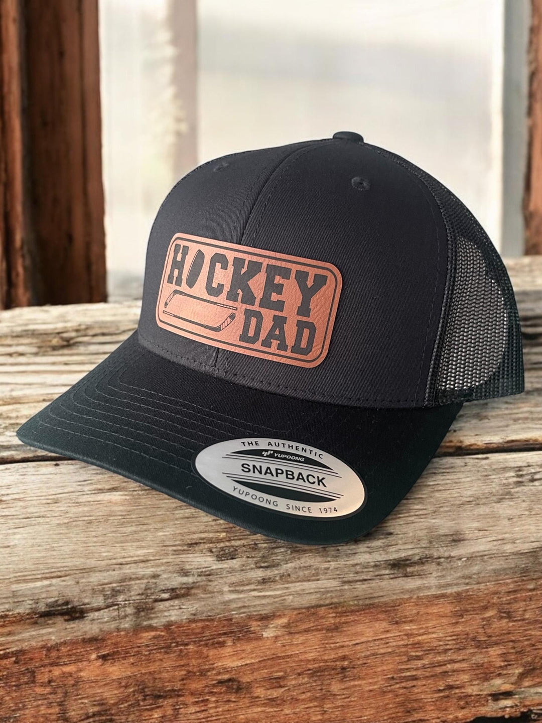 Hockey dad trucker hat by BubbleHead Ink