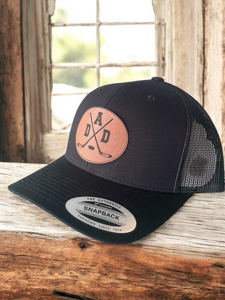 Hockey dad trucker hat by BubbleHead Ink