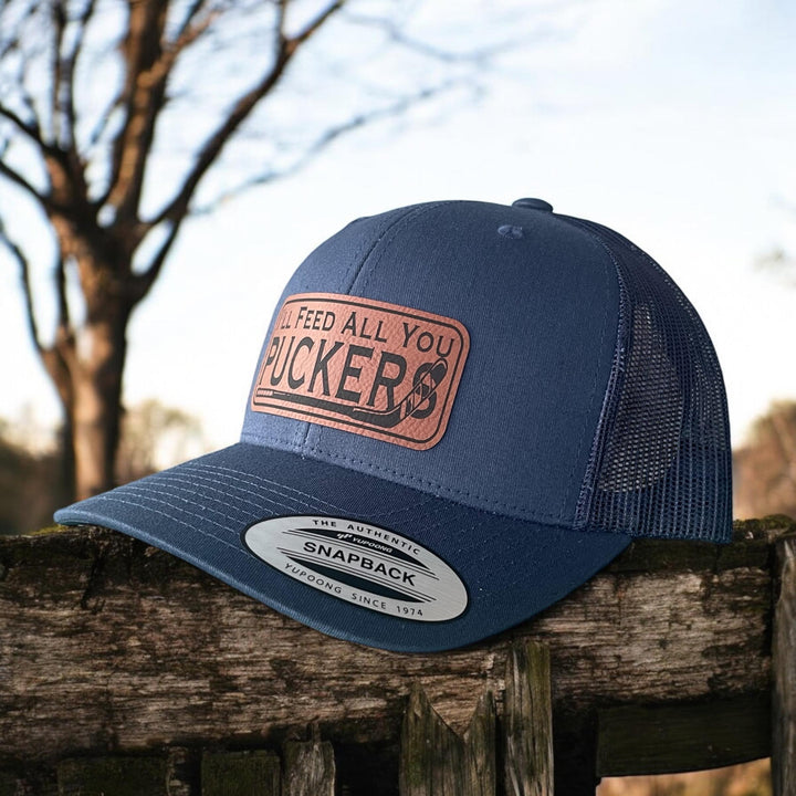Hockey dad trucker hat by BubbleHead Ink