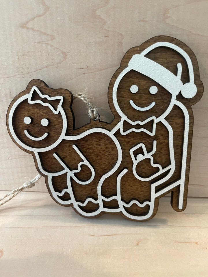 Lap Dance funny naughty gingerbread couple Christmas ornament by BubbleHead Ink