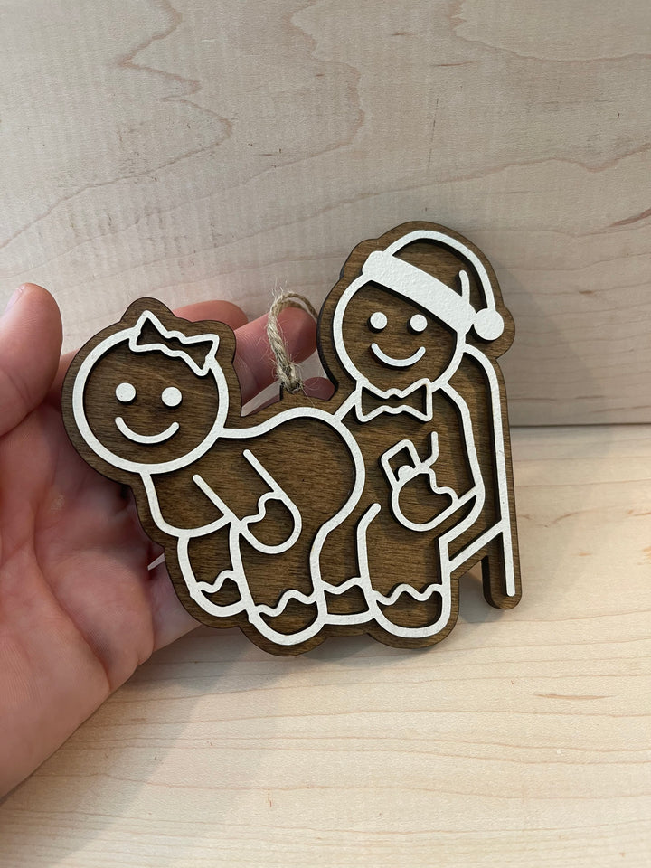 Lap Dance funny naughty gingerbread couple Christmas ornament by BubbleHead Ink