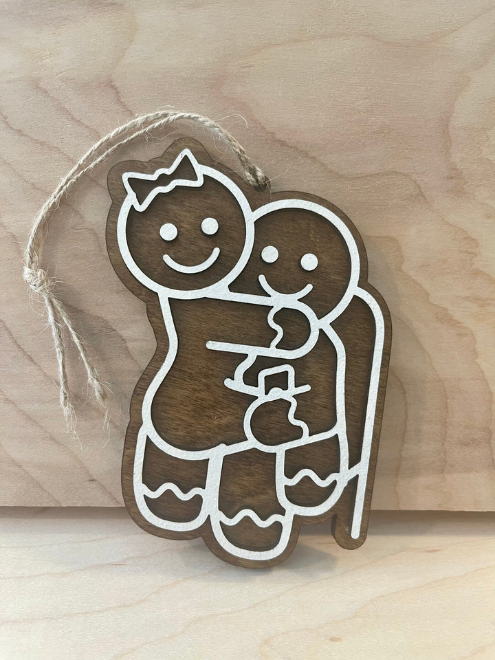 Lap Dance funny naughty gingerbread couple Christmas ornament by BubbleHead Ink