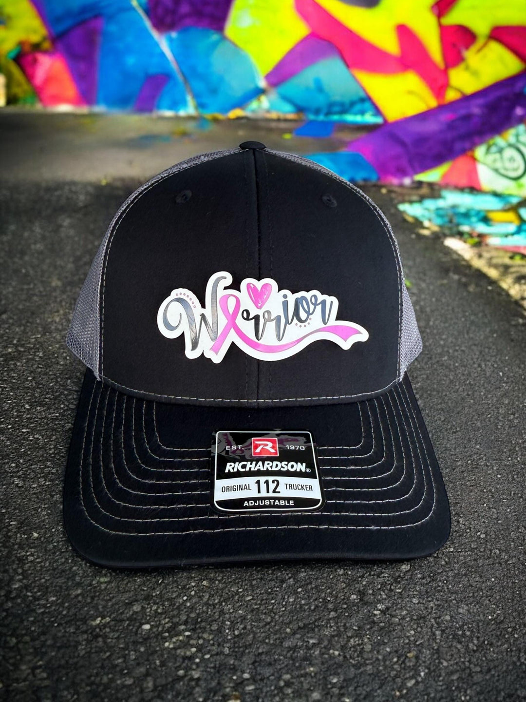 Leopard print breast cancer awareness pink ribbon ponytail hat by BubbleHead Ink