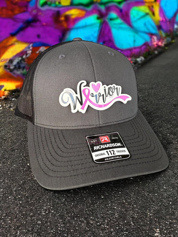 Leopard print breast cancer awareness pink ribbon ponytail hat by BubbleHead Ink