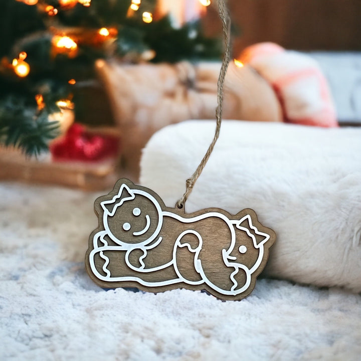 Lesbian couple funny naughty Christmas ornament by BubbleHead Ink